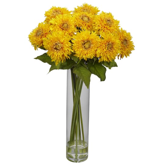 2ft. Yellow Sunflower Arrangement in Cylinder Vase